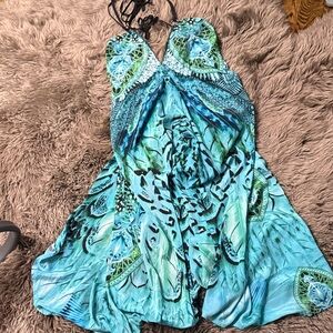 Vibrant Blue Halter Dress